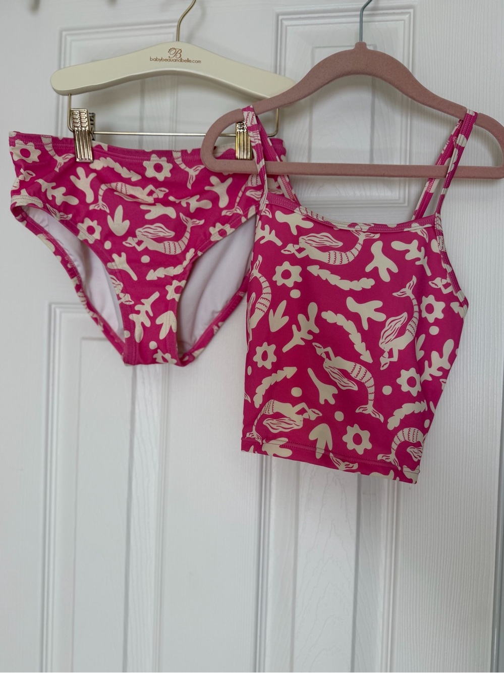 Hanna Anderson Two-Piece Swimsuit Tankini-Stile Top Fun Crossback Straps Size 10